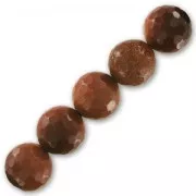 Perle Ronde facettée 14 mm Gold Stone - Imitation Pierre de soleil x1