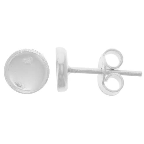 Clous d'oreilles pour cabochon fond plat 6 mm - Argent 925 x2