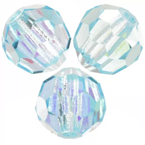 Perles rondes facettées Preciosa - Round Bead 6 mm - Aqua Bohemica AB x6