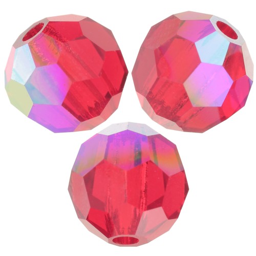 Perles rondes facettées Preciosa - Round Bead 6 mm - Light Siam AB x6