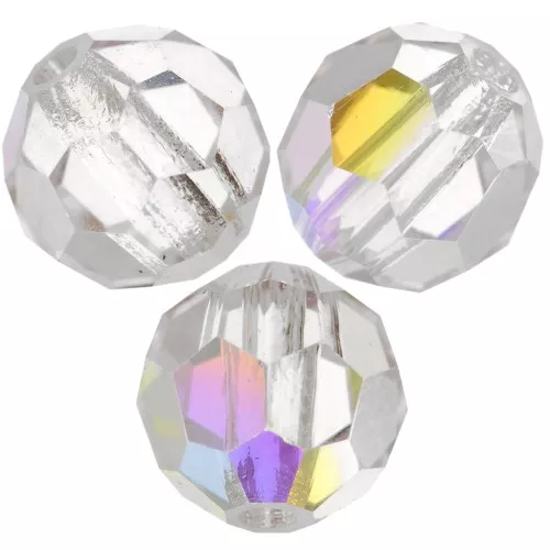 Perles rondes facettées Preciosa - Round Bead 6 mm - Crystal AB x6