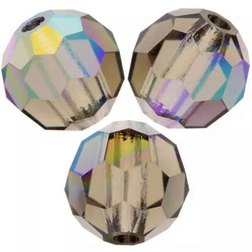 Perles rondes facettées Preciosa - Round Bead 6 mm - Black Diamond AB x6