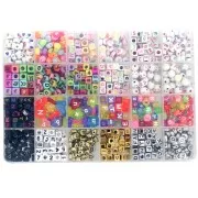Coffret de 1020 perles lettres alphabet pour bracelets d'amitié - Multicolore