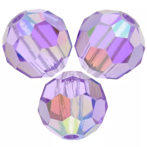 Perles rondes facettées Preciosa - Round Bead 6 mm - Violet AB x6