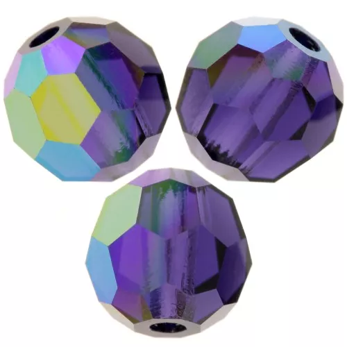 Perles rondes facettées Preciosa - Round Bead 6 mm - Deep Tanzanite AB x6