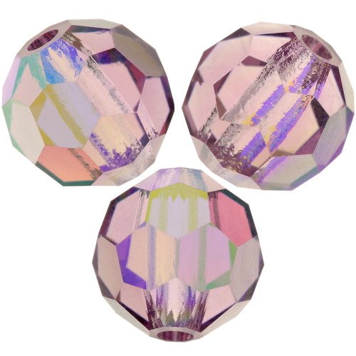 Perles rondes facettées Preciosa - Round Bead 6 mm - Light Amethyst AB x6