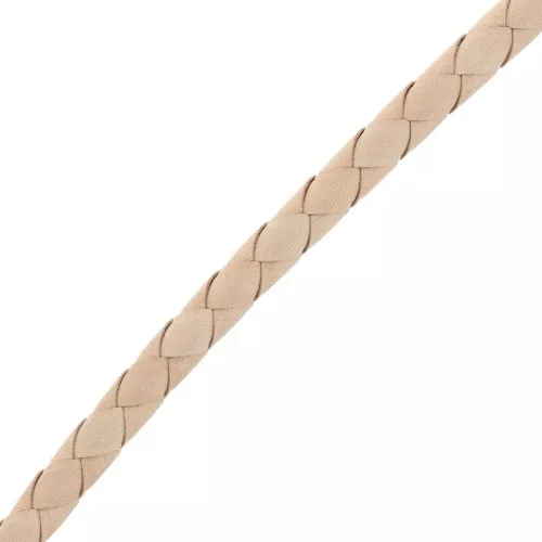 Cordon cuir tressé 8 mm - Naturel x 50 cm