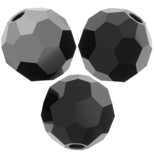 Perles rondes facettées Preciosa - Round Bead 6 mm - Jet Hematite Half x6