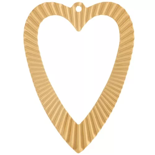 Pendentifs coeurs évidés effet plissé 42x31 mm - Acier inoxydable 304L Doré x2