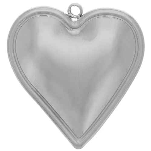 Pendentifs coeurs bombés 22x20 mm - Acier inoxydable 304L x2