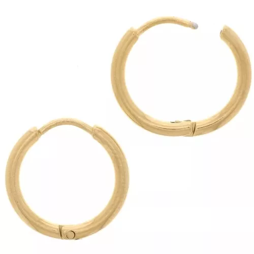 Créoles rondes 16 mm - Fil 2 mm - Acier Inoxydable 304L Doré x20