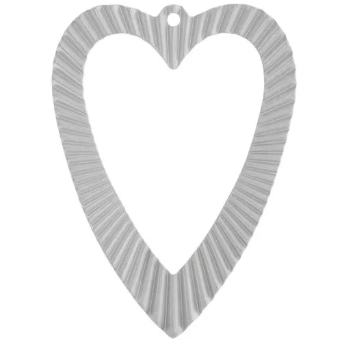 Pendentifs coeurs évidés effet plissé 42x31 mm - Acier inoxydable 304L x2