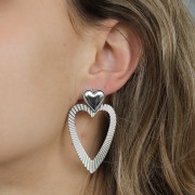 Pendentifs coeurs évidés effet plissé 42x31 mm - Acier inoxydable 304L x2