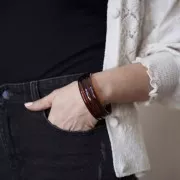 Bracelet jonc épais en résine translucide 66 mm - Ambre marbré x1