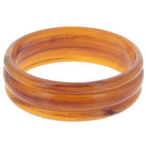 Bracelet jonc épais en résine translucide 66 mm - Abricot marbré x1