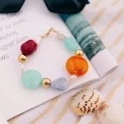 Perle baroque irrégulière en résine opaque 19x15 mm - Olivine marbré x1