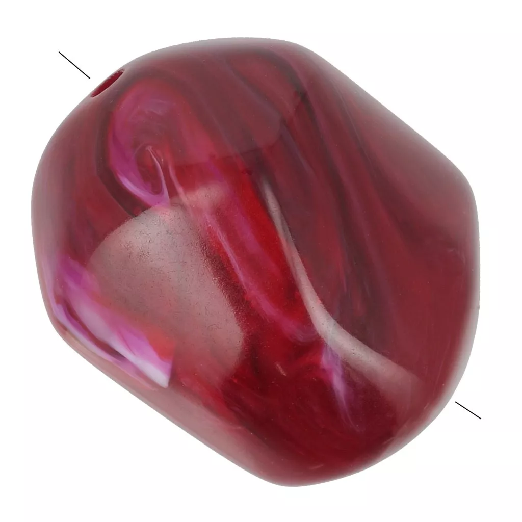 Perle Ancienne En Bakélite Sculptée Rouge Marbré - Bijou Vintage Authentique