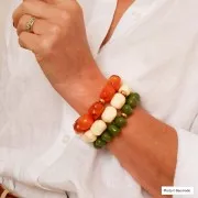 Perle baroque irrégulière en résine opaque 19x15 mm - Marbré Rouge foncé pailleté