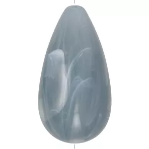 Perle poire en résine opaque 30x16 mm - Bleu gris marbré x1