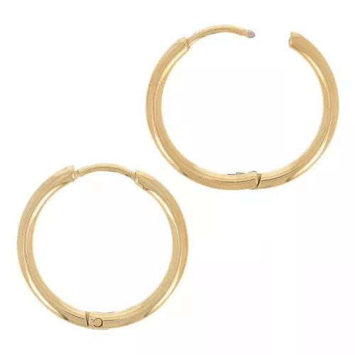 Créoles rondes 20 mm - Fil 2 mm - Acier Inoxydable 304L Doré x20