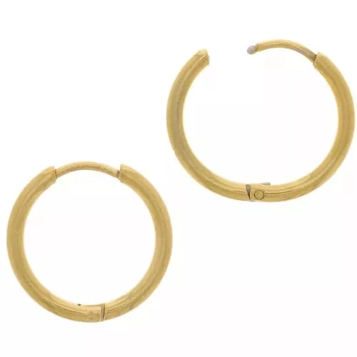Créoles rondes 18 mm - Fil 2 mm - Acier Inoxydable 304 Doré x20