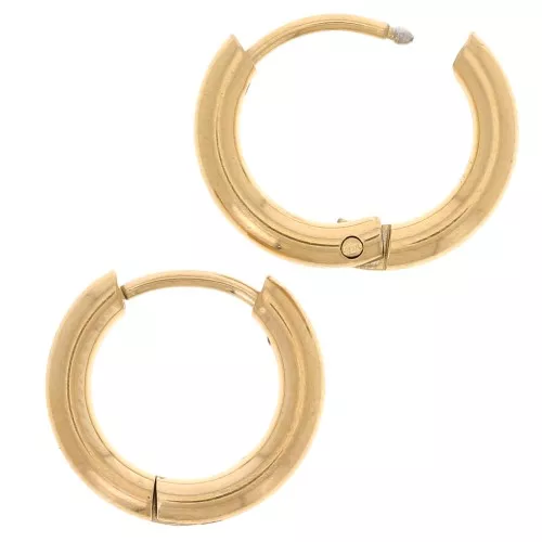Créoles rondes 12 mm - Fil 2 mm - Acier inoxydable 304L Doré x2