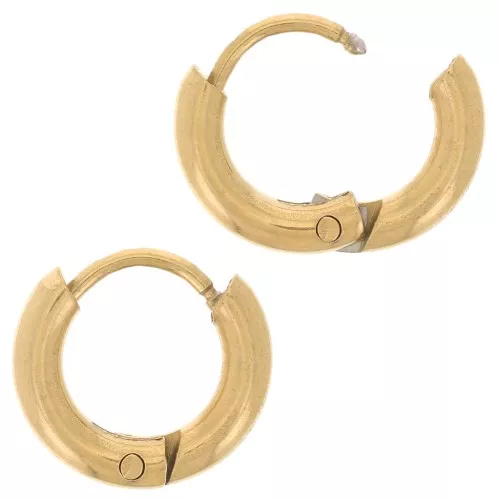Créoles rondes 10 mm - Fil 2 mm - Acier inoxydable 304L Doré x2