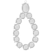 Pendentif goutte 64x34 mm - cabochons 1088 8 mm & cabochon 4120 14x10 mm - Argenté|raw }}