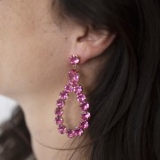 Pendentif goutte 64x34 mm - cabochons 1088 8 mm & cabochon 4120 14x10 mm - Argenté