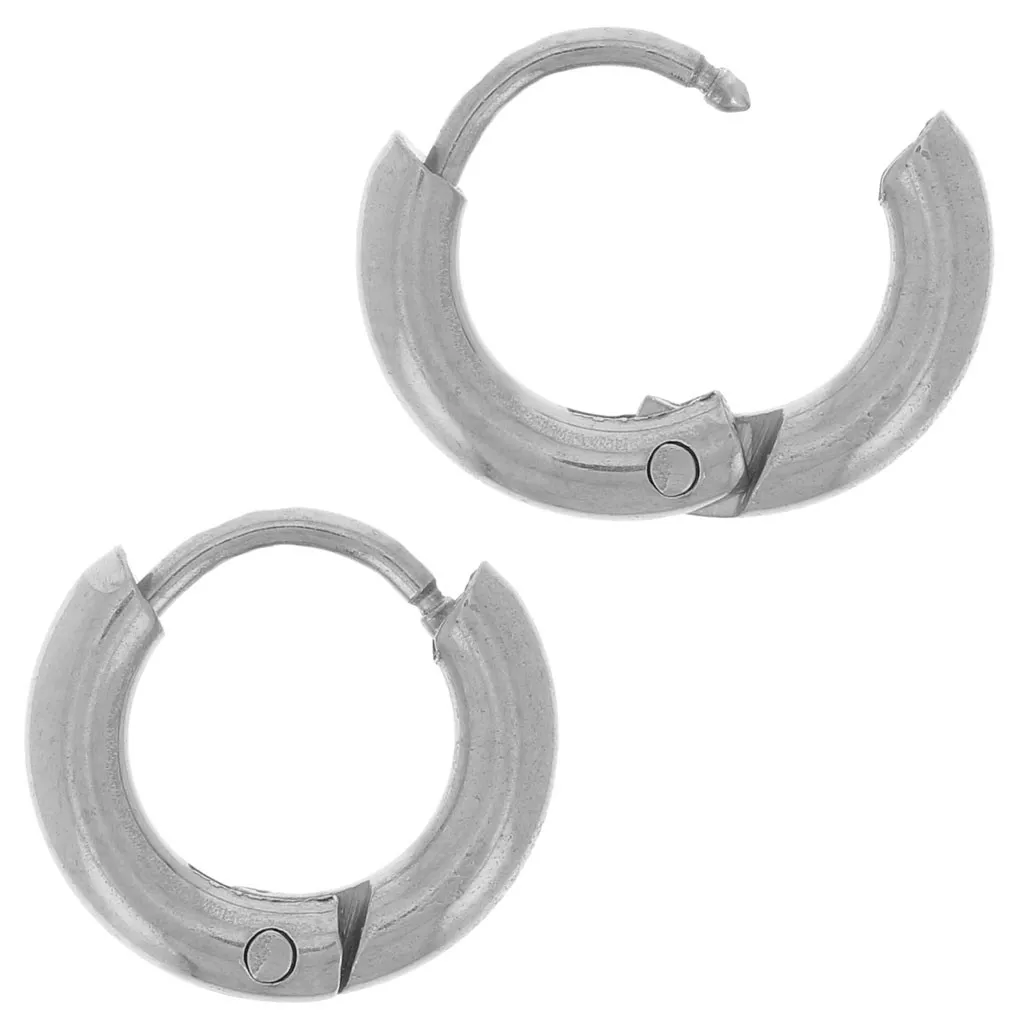 Boucles D'oreilles Créoles En Fil D'acier Inoxydable 316 De 2mm - Argentées, Dormeuses, Marque Petugons (neuves Avec étiquettes)