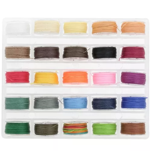 Assortiment de 25 bobines de 16 m de fil nylon ciré - 0.45 mm - multicolore x1