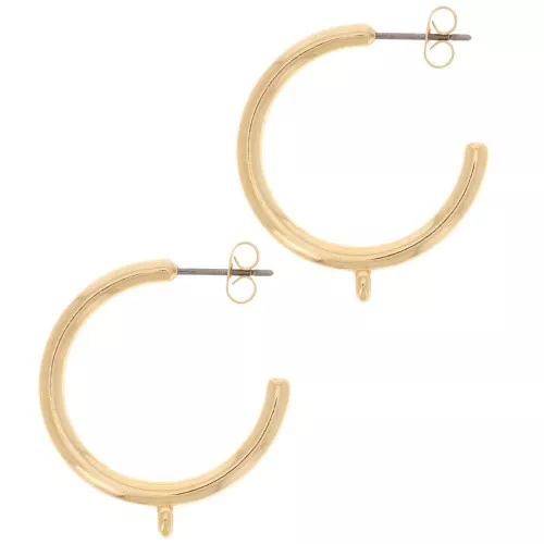 Créoles ouvertes 26 mm avec anneau fermé - Doré à l'or fin x2