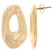 Boucles d'oreilles ovales irrégulières martelées 31x18 mm - Doré à l'or fin x2|raw }}