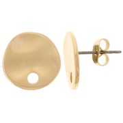 Clous d'oreilles ronds irréguliers martelés 14 mm - Doré à l'or fin x2|raw }}