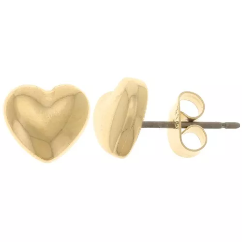 Boucles d'oreilles coeur bombé 8x9 mm - Doré à l'or fin x2