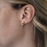 Boucles d'oreilles coeur bombé 8x9 mm - Doré à l'or fin x2