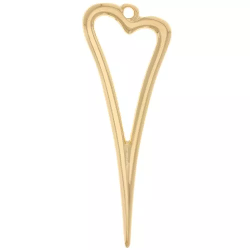 Pendentif coeur évidé 38x14 mm - Doré à l'or fin x1