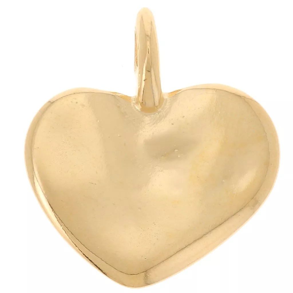 Pendentif coeur martelé 20x18 mm Doré à l'or fin x1 Perles Co