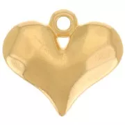 Pendentif coeur bombé martelé 14x16 mm - Doré à l'or fin x1
