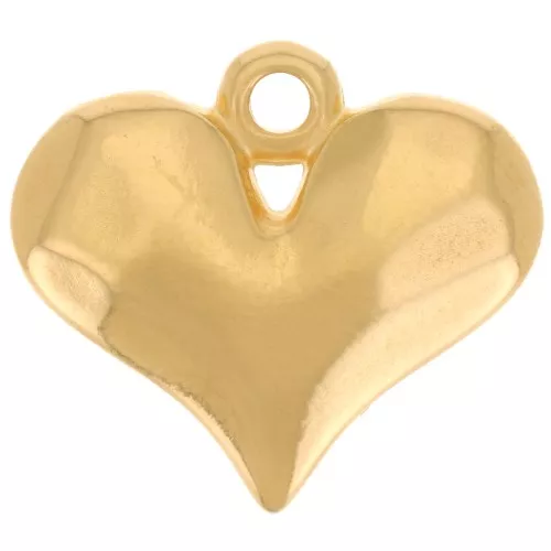 Pendentif coeur bombé martelé 14x16 mm - Doré à l'or fin x1