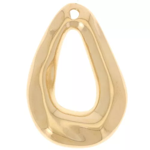 Pendentif goutte bombé martelé 25.5x18 mm - Doré à l'or fin x1