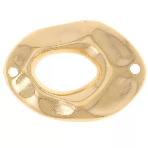 Intercalaire ovale irrégulier martelé évidé 26.5x19 mm - Doré à l'or fin x1
