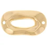 Intercalaire ovale irrégulier martelé évidé 26.5x15 mm - Doré à l'or fin x1