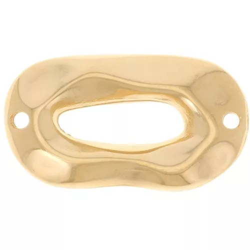 Intercalaire ovale irrégulier martelé évidé 26.5x15 mm - Doré à l'or fin x1
