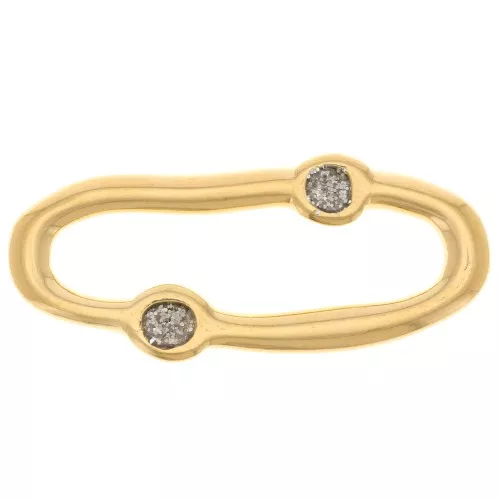 Intercalaire ovale irrégulier 30x13mm & résine époxy - Doré Or fin - Gris pailleté