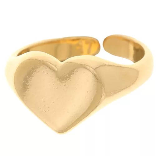 Bague chevalière forme coeur - Taille 53 - Doré à l'or fin x1