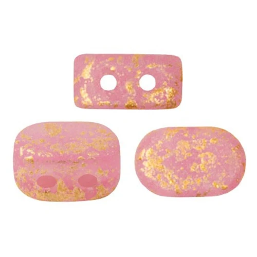 Perles en verre Lipsi® par Puca® 4x6 mm - Light Rose Opal Mat Gold Splash x10g