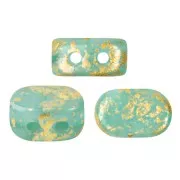 Perles en verre Lipsi® par Puca® 4x6 mm - Blue Green Opal Gold Splash x10g
