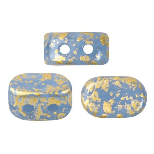 Perles en verre Lipsi® par Puca® 4x6 mm - Blue Opal Gold Splash x10g