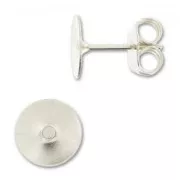Clous d'oreilles disque 8 mm argenté x4